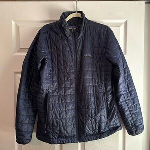 Women’s Patagonia nano puff jacket size L navy blue great condition